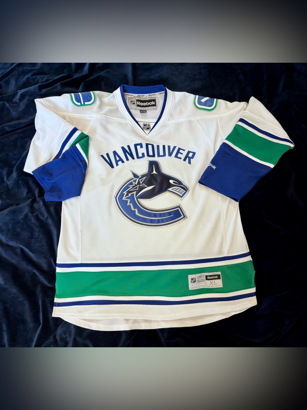 Reebok Vancouver Canucks White Blue Green NHL Jersey